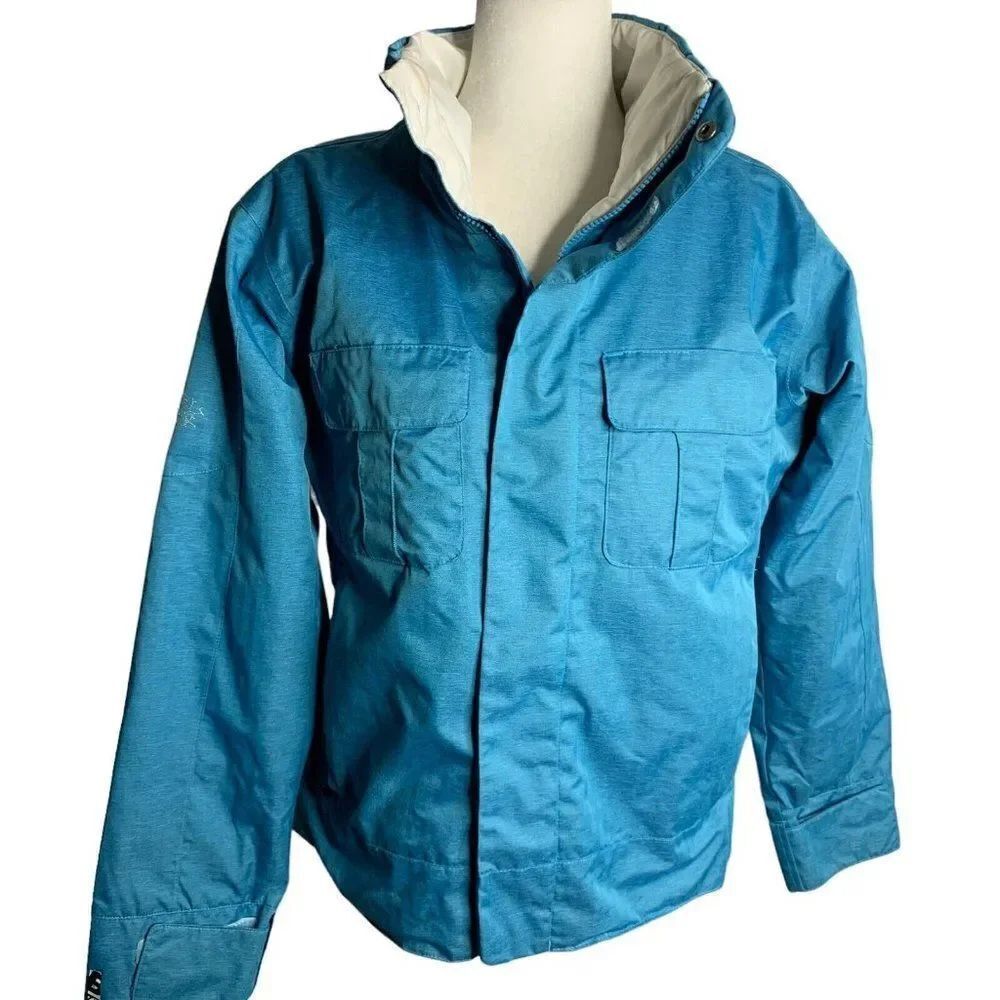 Bonfire Snowboarding Gold Series Jacket M Blue Fleece Lined Zip Pockets Vented
